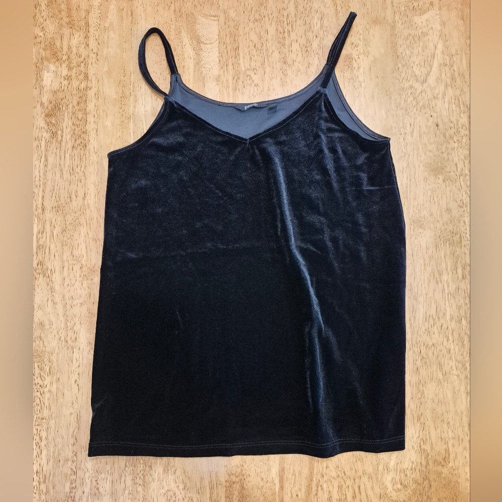 EUC Peach black Velvet Camisole Tank Top Shirt Blouse